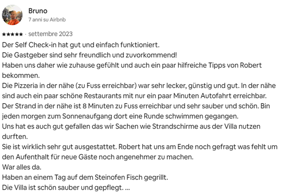 Bewertung Villa Maris