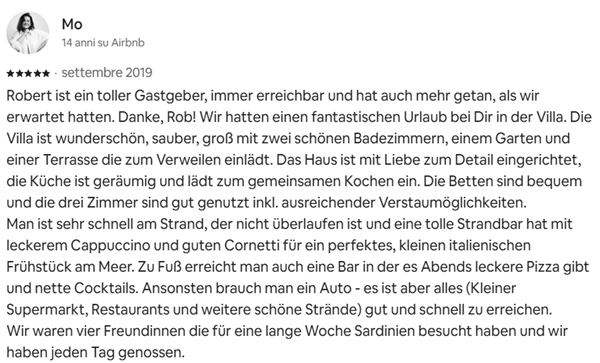 Bewertung Villa Maris